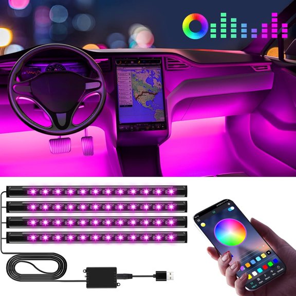 HIBIBUD Led Lights for Car Interior,App Control with Usb Port Color Change Lights for Truck Decor