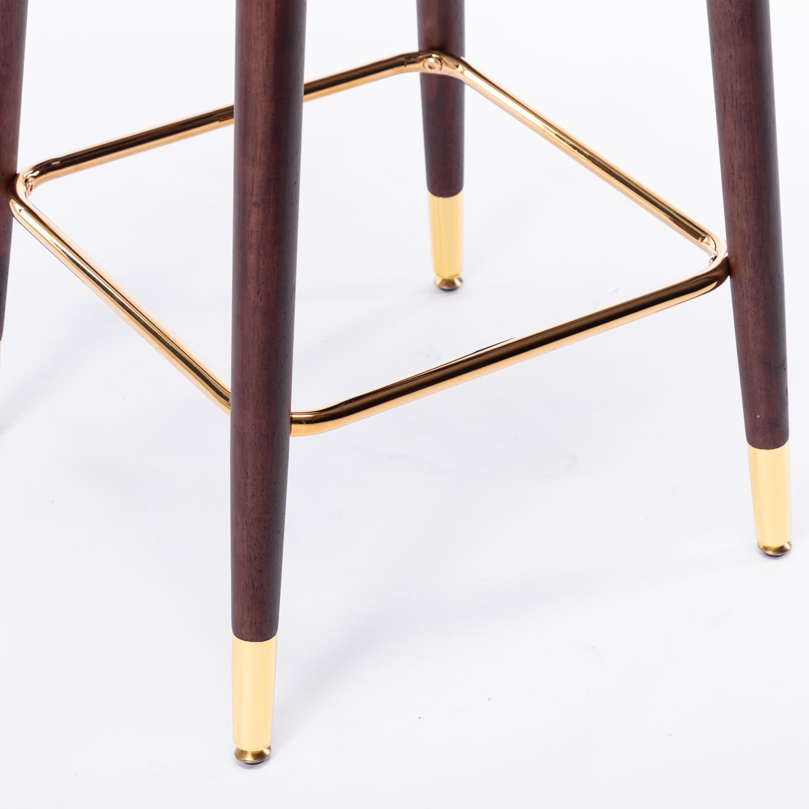 Kepooman 29.9" Modern Leather Fabric bar chairs, Tufted Gold Nailhead Trim Gold Decoration Bar stools, Set of 2 (Beige)