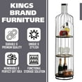 thumbnail image 4 of Kings Brand Furniture - Tall Wine Bottle Shaped Stand with Shelf, Freestanding Floor Wine Rack, Liquor Bar Shelves Storage Organizer - Black/Oak, 4 of 9