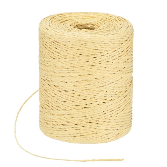 Uxcell Raffia Yarn for Crochet, 328 Yards 1.5mm Raffia Paper Ribbon Round String for DIY Crafts[Khaki]