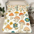 thumbnail image 2 of jejeloiu Cartoon Flowers Floral Queen Sheet Sets,Colorful 3D Mushroom Flat Sheet,Fungus Botanical Queen Fitted Sheet For Girls Teens,Ultra Soft Home Decor,4pcs, 2 of 7