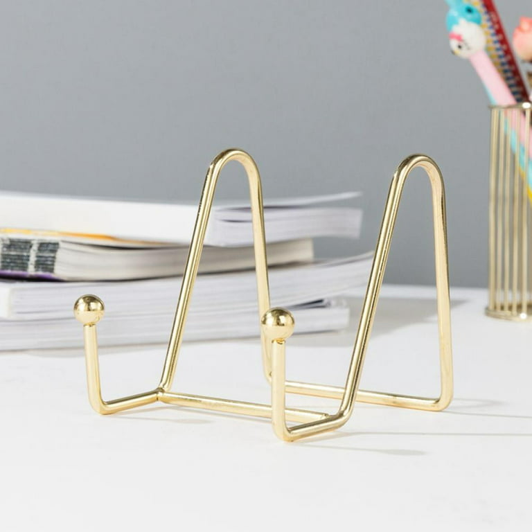 2/5pcs 15.24 Cm Golden Plate Stands For Display, Metal Square Wire Easel  Stand, Plate Holder Display Stands, Picture Frame Stands For Display  Photos