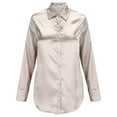 thumbnail image 5 of CFLVAEK Satin Shirts for Women Casual Dressy Button Down Lapel Blouse Comfy Long Sleeve Work Business Blouses Solid Color Office Tops, 5 of 5