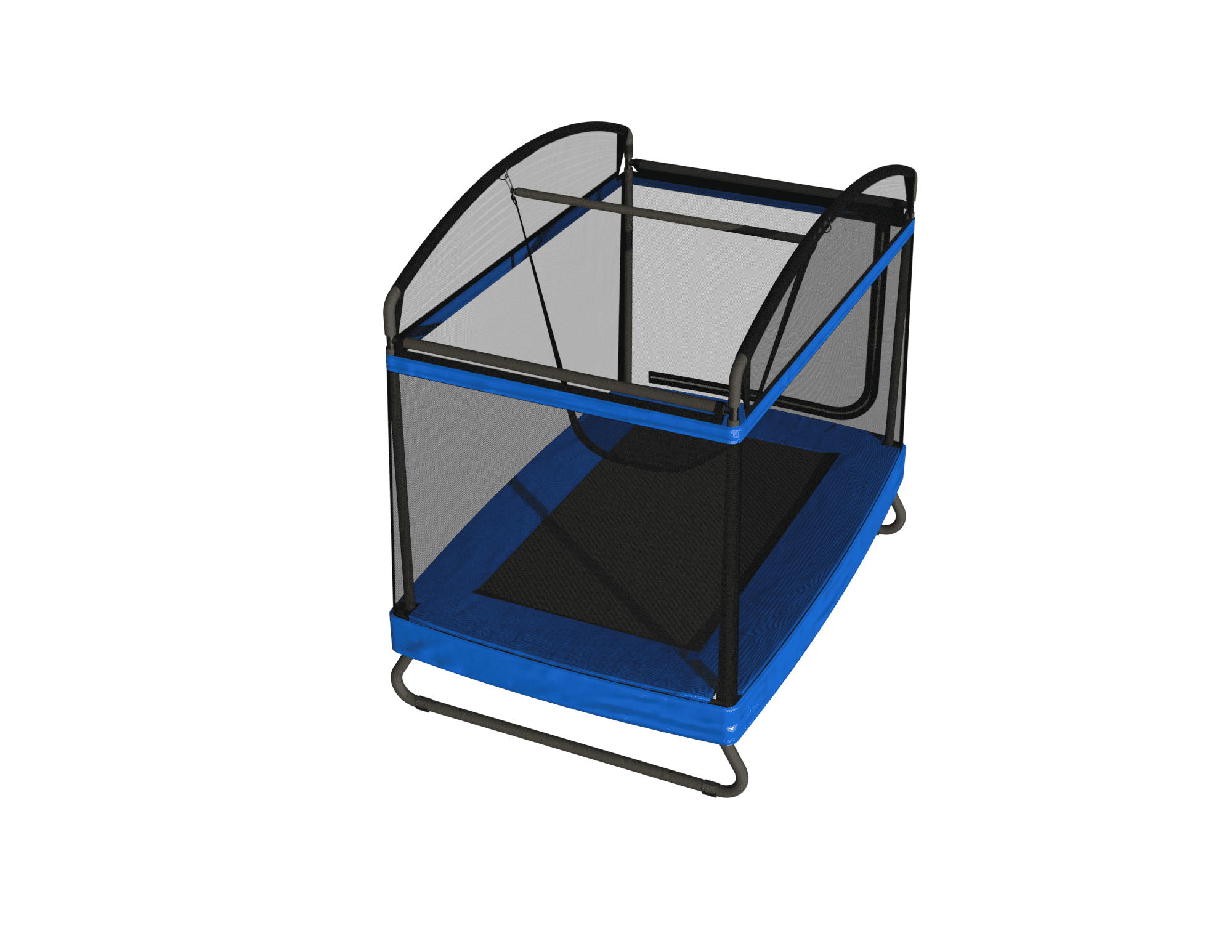Witaxima 4x6ft Outdoor Square Trampoline for Kids & Adults, Rectangular Bounce Trampoline with Safety Net & Swing, 220LB Capacity, Black+Blue