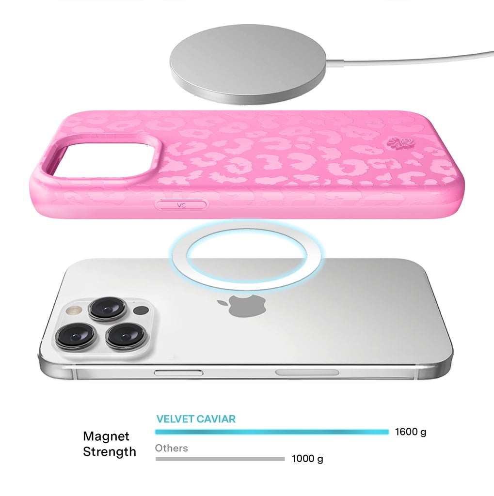 Velvet Caviar iPhone 15 Pro Case MagSafe Compatible - Cute Protective Phone Cases for Women - Hot Pink Leopard