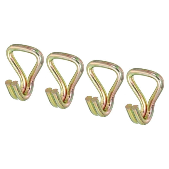 Ratchet Double J Strap Hook Load 3306 Lbs Zinc Color for 1.1" Tie Down Strap Webbing, 4 Pack