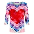 thumbnail image 6 of KIHOUT Fashion Tops Women's Valentine's Day Printed T-shirt Mid-length 3/4 Sleeves Blouse Round Neck Casual Tops,Size S-2XL, 6 of 6