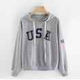 thumbnail image 2 of Women's Sweatshirt Women's Hoodie Letter Flag Printed Sweatshirt Long Sleeve Pullover Tops Blouse Fashions for Women Three Quarter Zip Oversized Zip up Hoodie for Women Womens Sweatshirts And H Gray M, 2 of 5