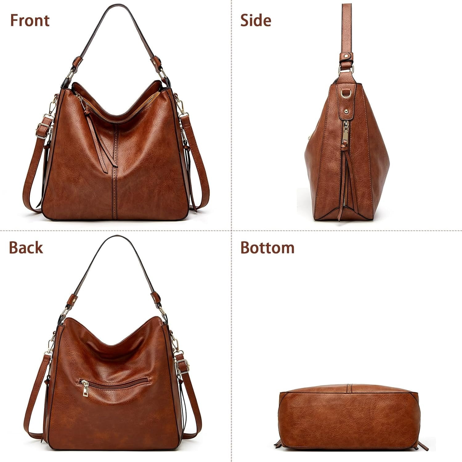 Gmdisc Hobo Bag for Women Crossbody Purse and Handbags Ladies Chic Shoulder Bags, Brown