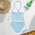 thumbnail image 4 of LIIPEE Big Girls Bikinis Swimsuit Sets 2 Piece Set Kids Summer Casual Solid Color Sea Shell Decoration Halter Open Back Bikini Tops And Briefs Pool Party Fashion Cute Beach Swimwear,15-16 Years, 4 of 4