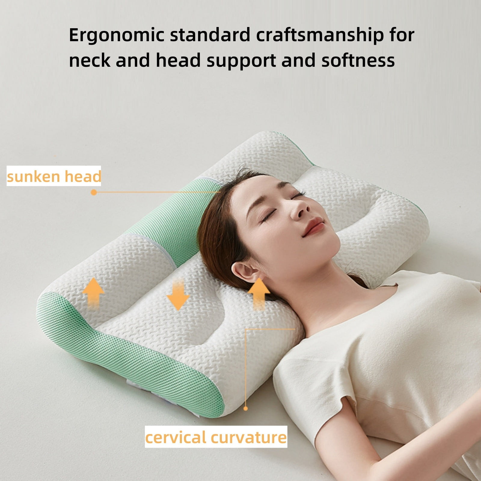 Nkmbld Breathable Cervical Foam Pillow Ergonomic Soft Pillow Sleep Enhancing Cervical Support Pillow, Standard/Queen