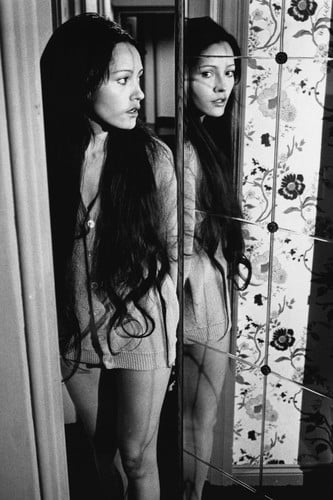 Barbara Carrera sexy leggy pose just wearing a cardigan sweater 24x36