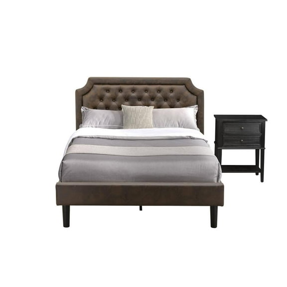 East West Furniture Granbury 2-Piece Wood Full Bedroom Set in Black/Brown