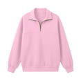 thumbnail image 7 of Womens Quarter Zip Oversized Sweatshirts Long Sleeve Pullover Top, Mock Neck Sweater Fall Workout Jacket Pink XL, 7 of 7