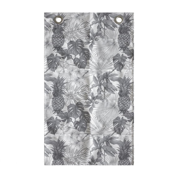 Tropical Hanging Pocket Organizer, Print of Exotic Plantation Palm Leaves Hawaiian Greyscale Layout, Printed Polyester Storage Bag with Pockets, 21" x 31", Dimgray White