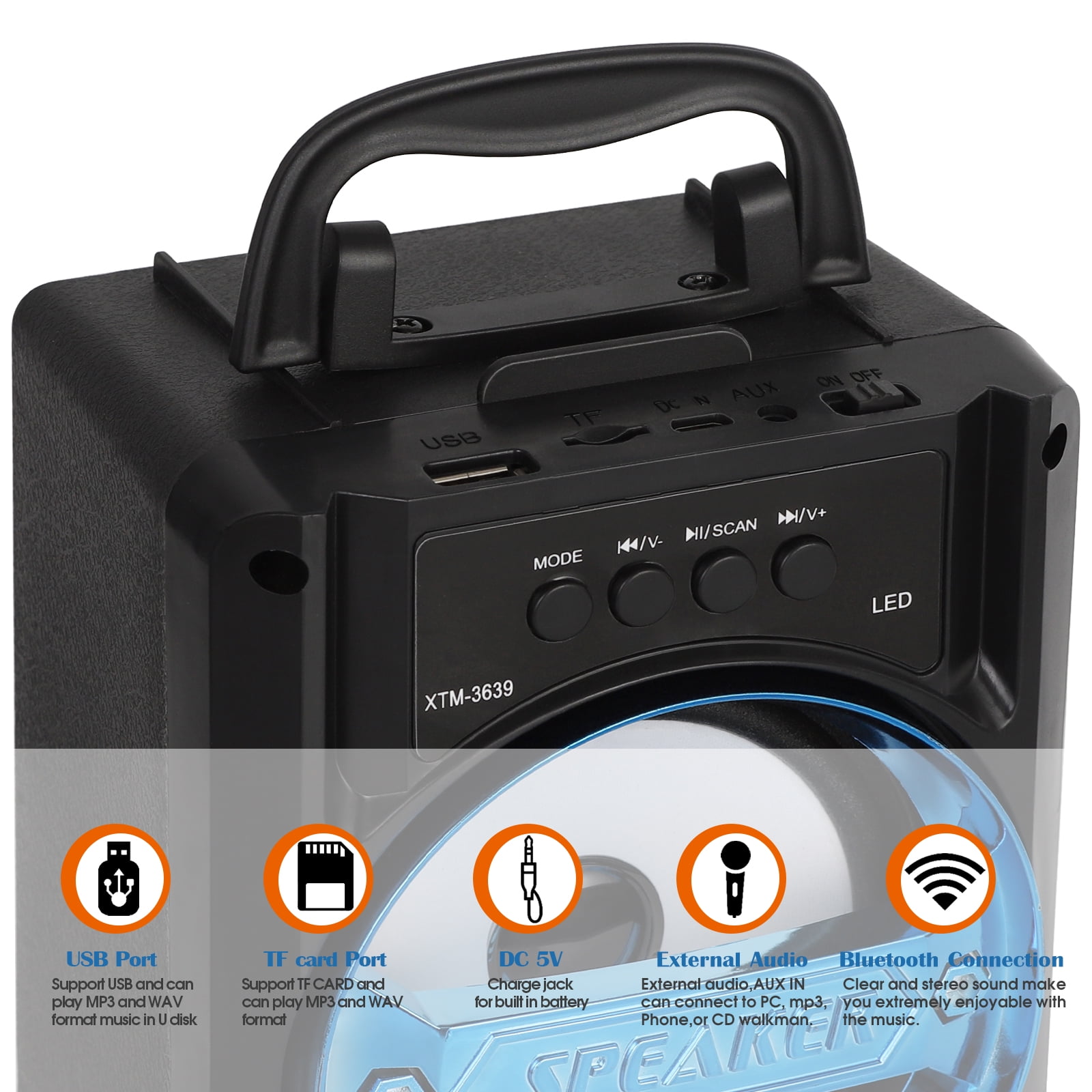 Oumilen Portable Bluetooth Speaker, Blue, ON-SP-6