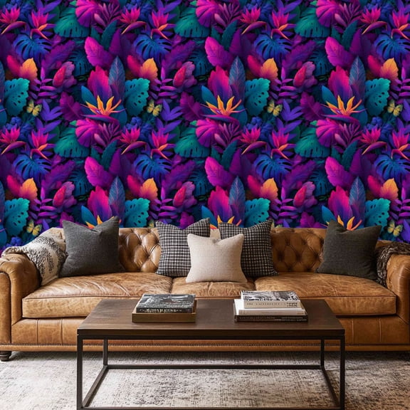 Peel and Stick Wallpaper Contact Paper Zebra Tropical Jungle Tropical Leaves Bird Paradise Flower Dense Self Adhesive and Removable 17.7in x 118in