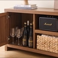 thumbnail image 4 of ARKANTOS Rattan TV Stand for Tvs up to 65 inch, Wood Media Console for Living Room, Classic Walnut, 4 of 12