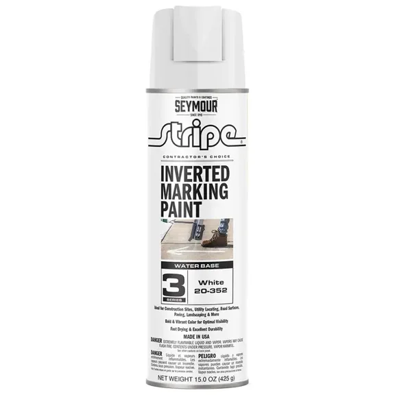 15 oz Seymour 20-352 White Stripe 3-Series Contractor's Choice Water-Based Inverted Ground Marking Spray Paint