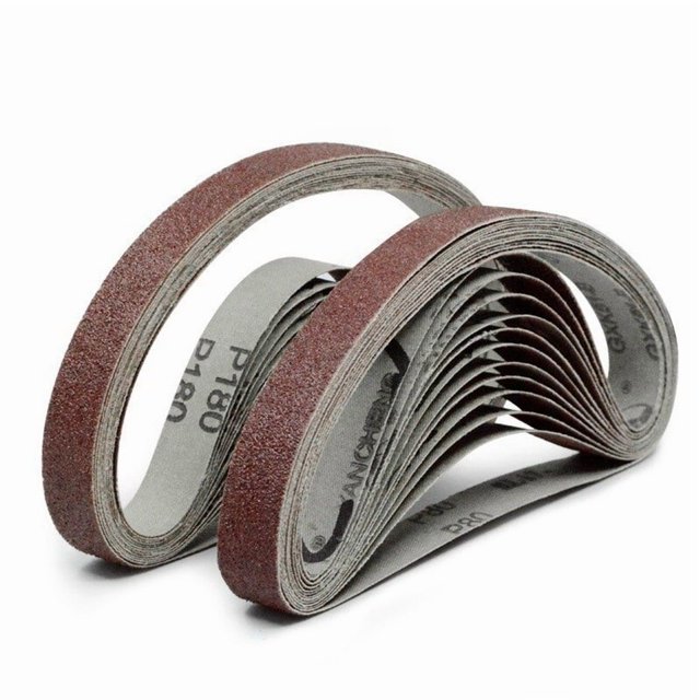 10pcs 452mm * 15 mm de pulido y pulido Pulido de pulido Papel de arena del cinturón de lijado for la máquina de molinillo de ángulo eléctrico