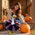 thumbnail image 7 of AZXY Halloween Porch Goose Outfit, Purple Black Spider Web Pumpkin Witch Hat & Fluffy Tulle Tutu Kit for 23 Inch Resin Lawn Goose Statue, Front Door Courtyard Patio Fall Harvest Outdoor Decor, 7 of 7