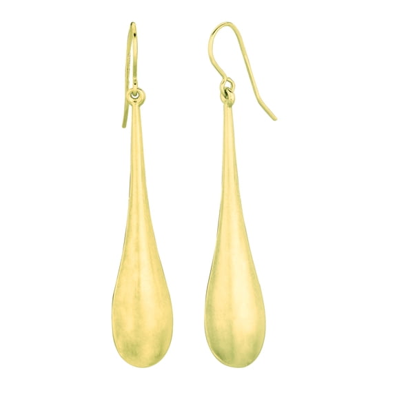 14K Yellow Gold Shiny Long Teardrop Earrings by IcedTime