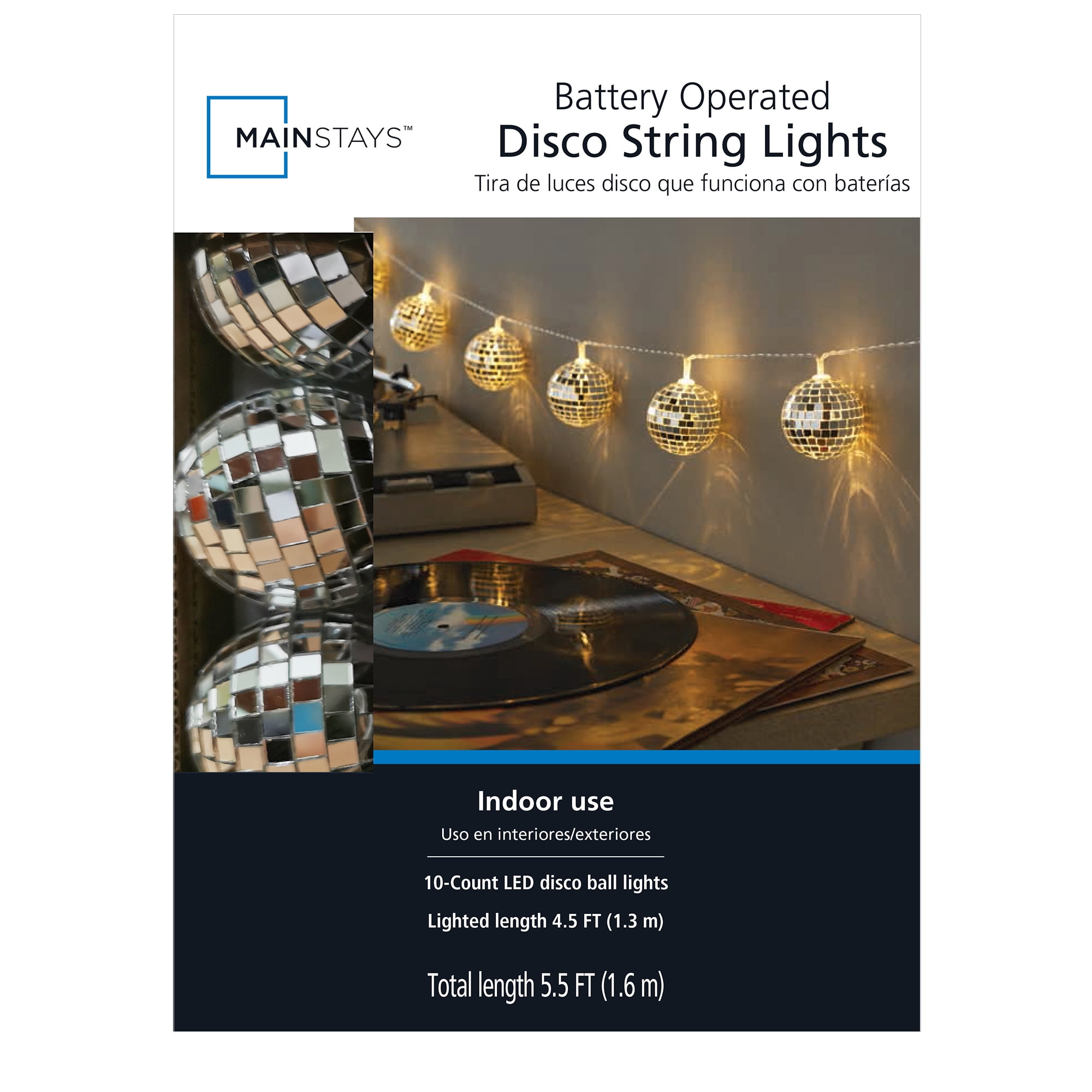 (3 pack) Mainstays 10-Count Battery-Operated Indoor Disco Ball Lights, with Warm White LED Lights
