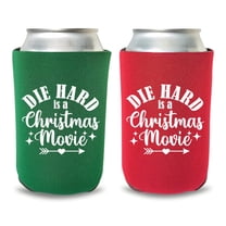Christmas Can Cooler, Die Hard Is A Christmas Movie Coolie, Christmas Party Favors, Christmas Gift, Holiday Beer Hugger, White Elephant Gift (2Pack (1 Red & 1 Green))