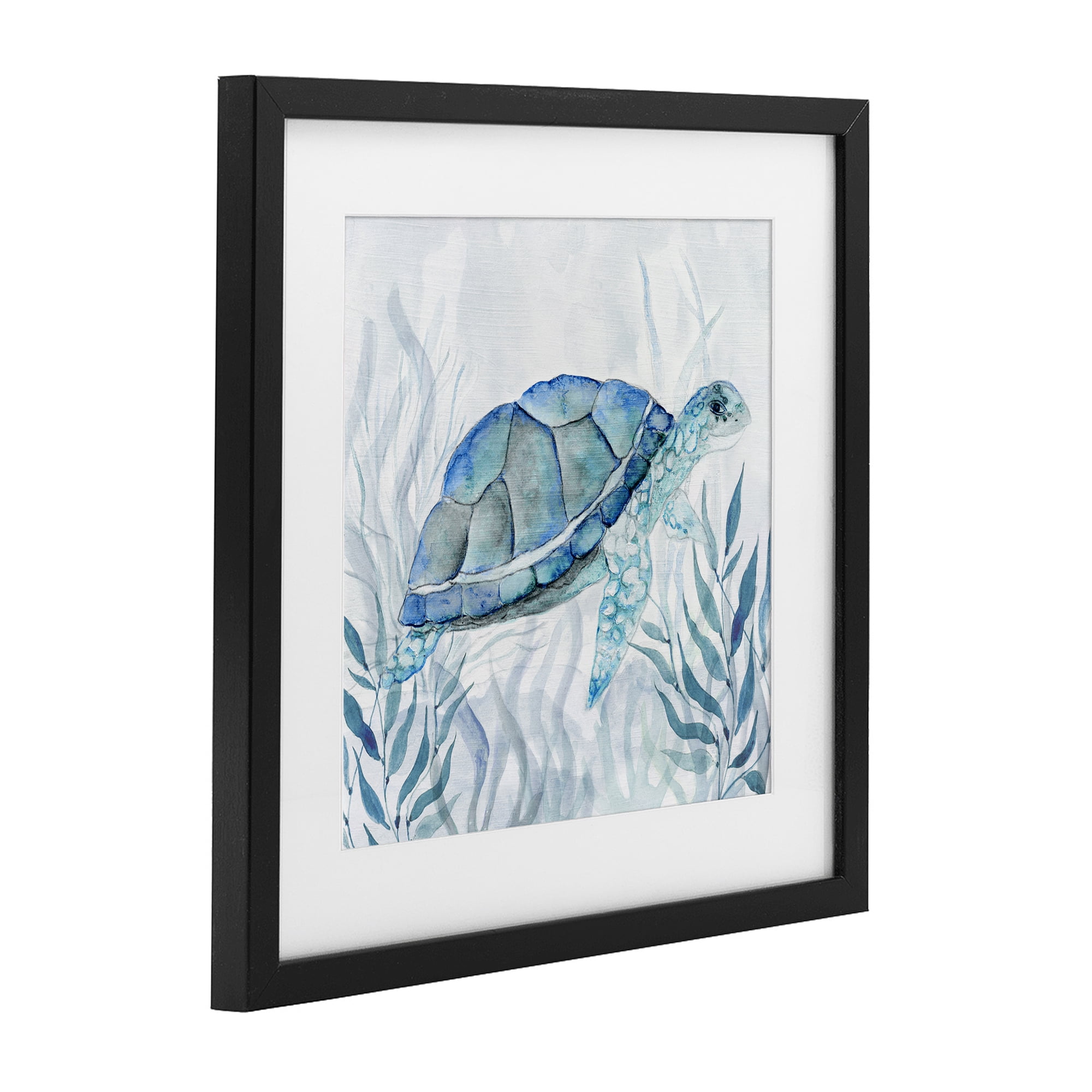 Stupell Industries Smiling Turtle Gaze Black Framed Print Under Glass, design by Janet Tava