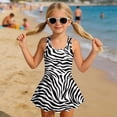 thumbnail image 3 of DISNIMO Girls One Piece Swim Dress Zebra Stripes Printed Sleeveless U Neck Swimsuits Quick Dry Bathing Suit Swimwear Size 3-13Y, 3 of 8