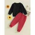 thumbnail image 4 of Bslissey Kids Baby Boys Girls Valentine's Day 2Pcs Outfits Long Sleeve Letter Plaid Print Sweatshirt + Elastic Waist Pants 6M-4T Toddler Casual Daily Clothes, 4 of 10