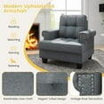 thumbnail image 6 of Barara King Accent Armchair, Single Sofa Chair, Mid-century Modern Accent Armchair Tufted Linen Club Chair-Gray, 6 of 6