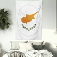 thumbnail image 3 of Cyprus Tapestry, Simple Illustration of Rounded Flag of Southern Cypriot Country, Wall Hanging for Bedroom Living Room Dorm Decor, 40W X 60L Inches, White Orange and Olive Green, by Ambesonne, 3 of 5