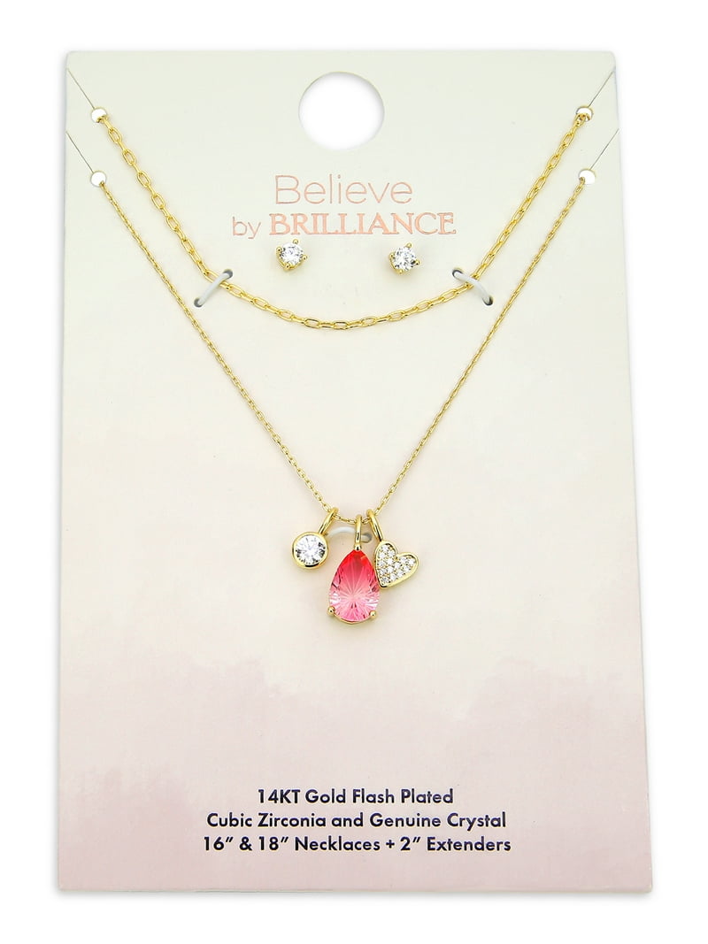 リラクゼーショングッズ BRILLIANT WAVE Believe by Brilliance Crystal and Cubic Zirconia Teardrop Necklace