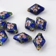 thumbnail image 2 of 5pc Handmade Cloisonne Beads Rhombus Sapphire Blue 21mm long 13mm wide 8mm thick hole: 2mm, 2 of 2