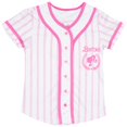 thumbnail image 1 of Camiseta de béisbol Barbie para niñas, malla, manga corta, rosa, talla 5, 1 of 4