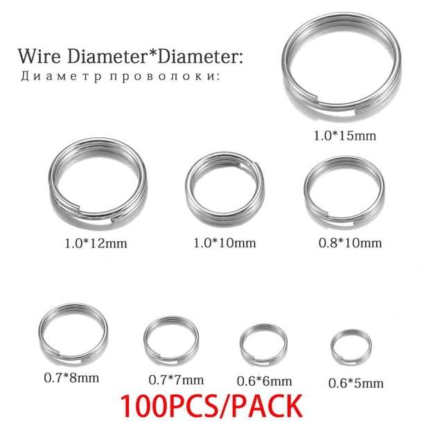 50/100 unids/lote 5-15mm anillos abiertos de doble salto de acero inoxidable para llave DIY conectores de anillos divididos dobles para la fabricación de joyas Tan Jianjun unisex