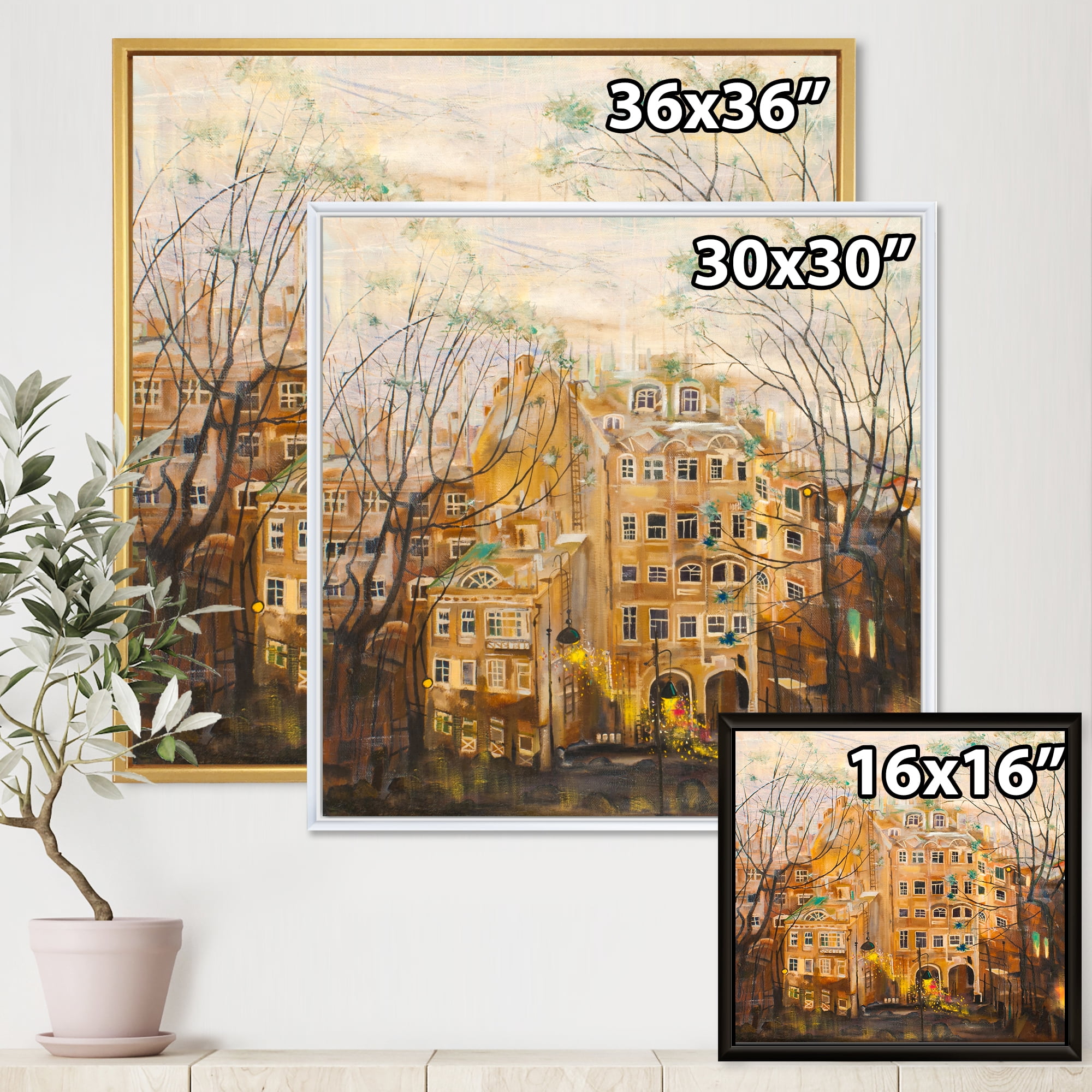 Designart 'Russian City Yard Landscape' Traditional Framed Canvas Wall Art Print