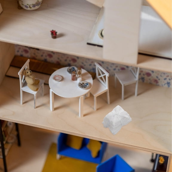 OFFIGAM Plush Miniature Doll Hand Towel Set White 1 Pack for Realistic Scene Building and Dollhouse Accessories