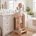 thumbnail image 4 of Gymax Toddler Step Stool Kids Kitchen Standing Tower w/ Adjustable Height Chalkboard, 4 of 10