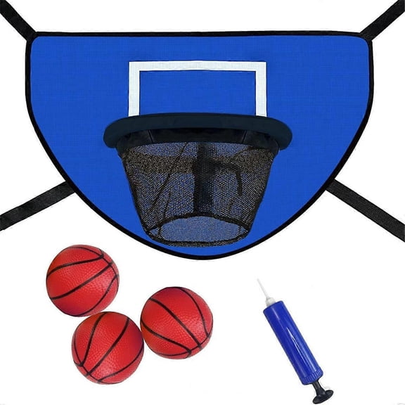 Trampoline basketball hoop kit with pump and mini ball, kids trampoline basketball accessories ad