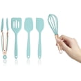 thumbnail image 1 of Set of Five Aqua and Rose Gold Silicone MINI Kitchen Utensil Set, 1 of 1
