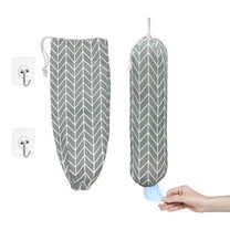RUseeN 2Pcs Plastic Bag Holder, Canvas Grocery Bag Holder Dispenser, Wall Mount Shopping Trash Bag Storage Organizer for Home Kitchen , 22x9 IN