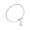 thumbnail image 2 of 7 1/4 inch Oval Eye Hook Bangle Bracelet w/ Cancer Awareness medal charm w/ August Green Swarovski Crystal, 2 of 3