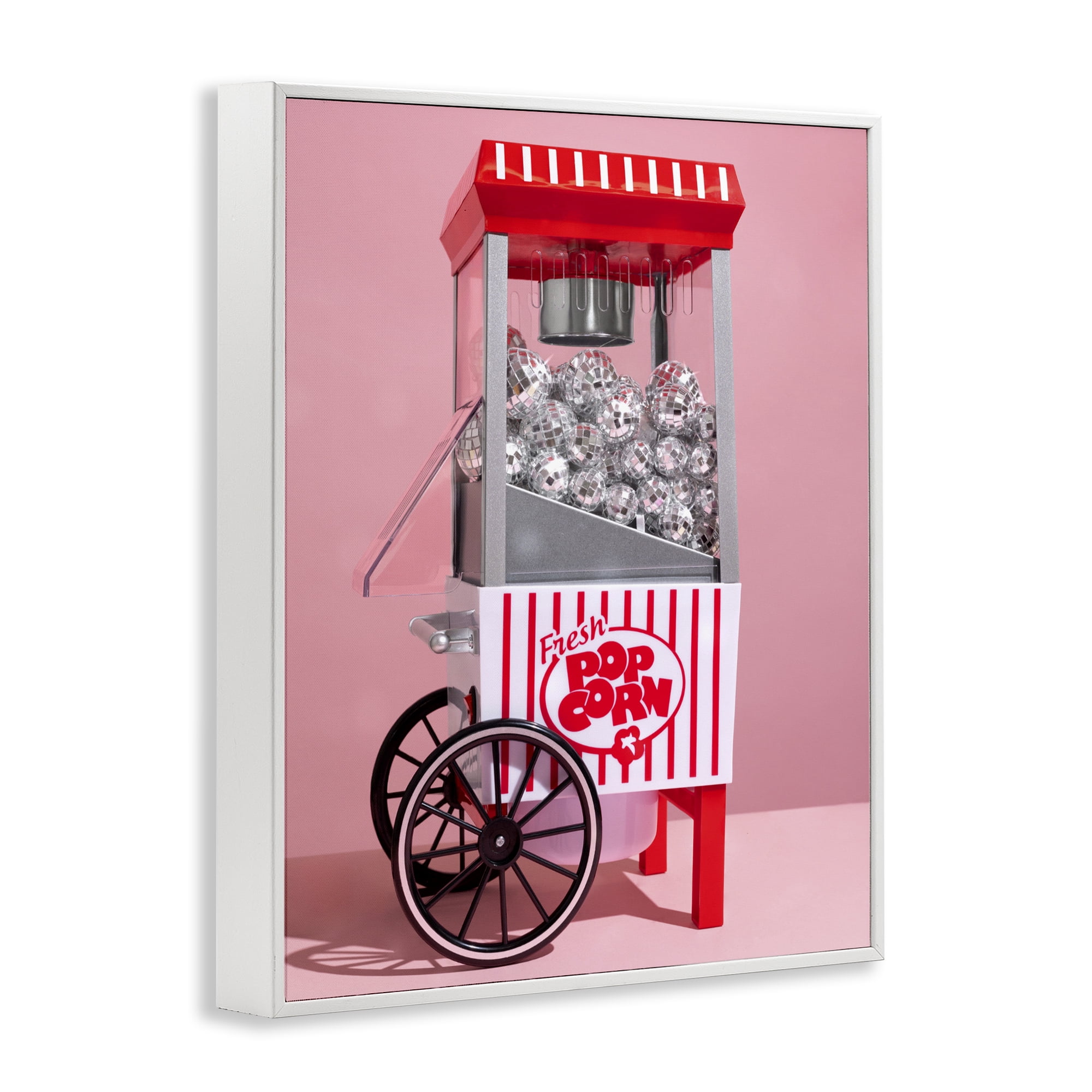 Stupell Industries Movie Popcorn with Disco Balls White Framed Giclee Art, design by LISH Creative