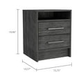 thumbnail image 4 of Xukmct Modern Wood Nightstand for Home, Bedroom, Beside Table with 2 Drawers and Open Shelf, Dark Gray, 4 of 6