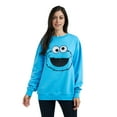 thumbnail image 2 of Sesame Street Big Face Cookie Monster Blue Crew Neck Long Sleeve Oversized Fleece Sweatshirt-XXL, 2 of 6