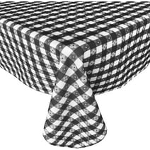 Black Tavern Check Fabric Tablecloth by Newbridge - Bistro Check Heavy Weight, Water Repellent, Stain Resistant Fabric Tablecloth, 60" x 84" Oblong/Rectangle
