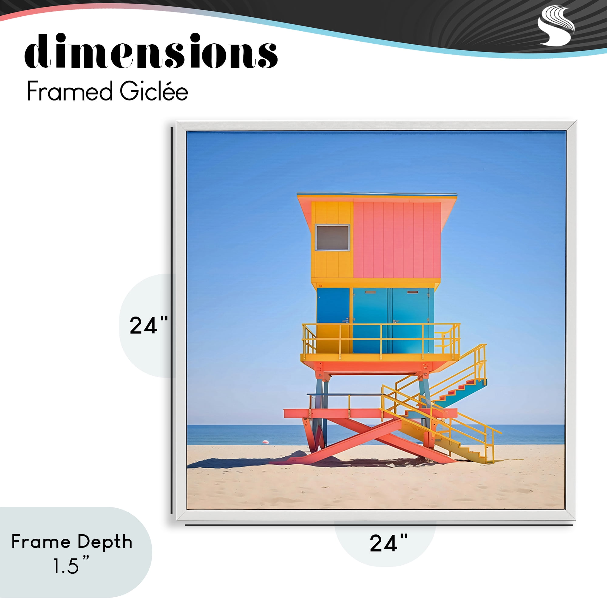 Stupell Industries Deco Lifeguard Tower on Beach White Framed Giclee Art, design by Creative Studio