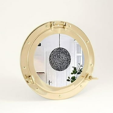 Elite Store Aluminum Porthole Mirror, plated with brass- Perfect  for Wall Decor (24" light gold).